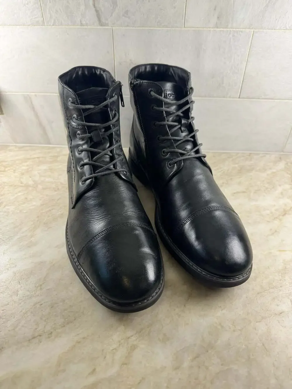 Rockport Men’s TruTech Leather Cap Toe Lace Up Ankle Boots Black Size 10.5